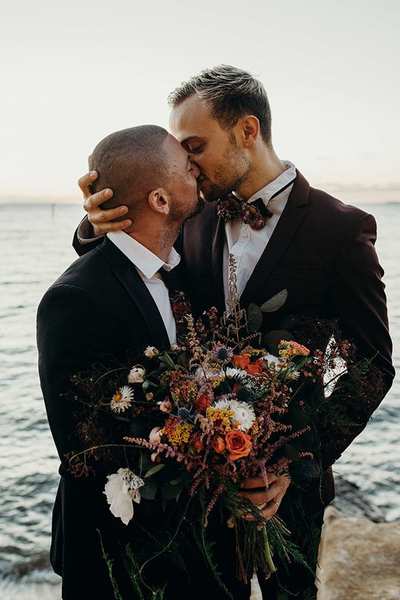 Same Sex Wedding Bouquet and Boutonnière Ideas | One Fab Day