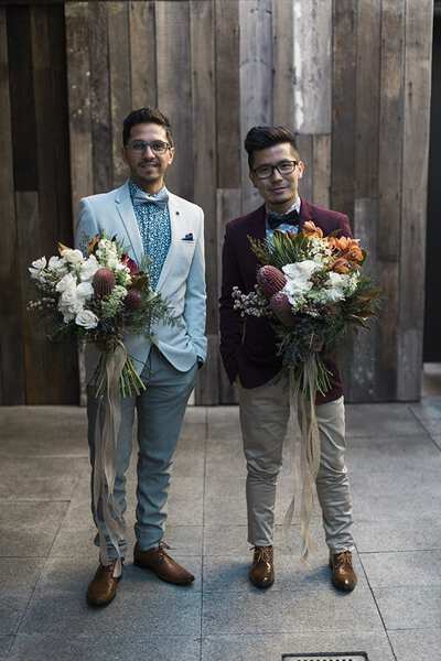 Same Sex Wedding Bouquet and Boutonnière Ideas | One Fab Day