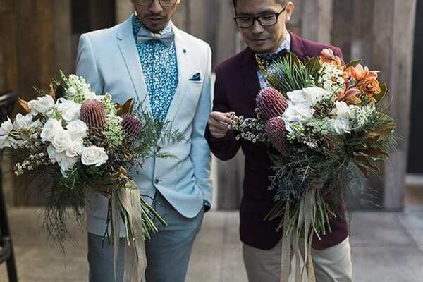 Same Sex Wedding Bouquet and Boutonnière Ideas | One Fab Day