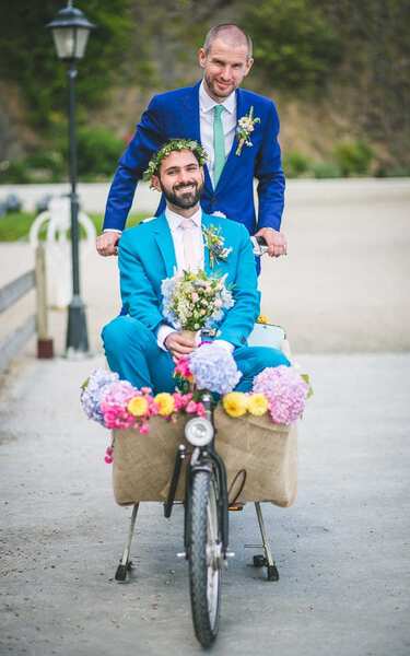Same Sex Wedding Bouquet and Boutonnière Ideas | One Fab Day