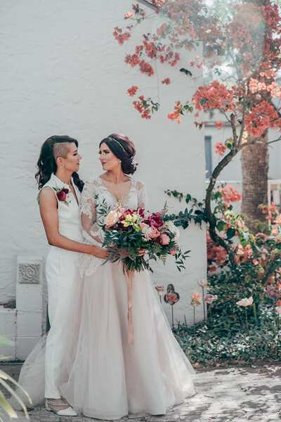 Same Sex Wedding Bouquet and Boutonnière Ideas | One Fab Day